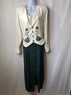 Vestido Vintage K Mujer Talla 16W 80’s Damas Bordado Navidad Vacaciones Regal Foto 1 de 4