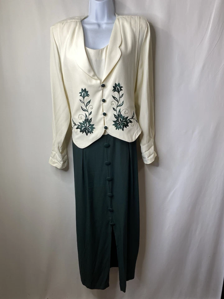 Vestido Vintage K Mujer Talla 16W 80’s Damas Bordado Navidad Vacaciones Regal Foto 1 de 4