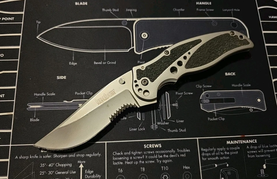 Kershaw Storm II 1475ST XXXX Blem Combo Serrated Frame Lock Ken Onion USA 2007 - Image 1 of 2