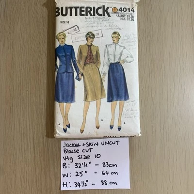 Butterick Sewing Pattern 4014 Size 10 Jacket Skirt UNCUT & Blouse CUT Vtg 70's - Image 1 of 3