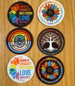 Kindness, Diversity and Love Magnet Set - 6 magnets - 3 inches Free shipping - Picture 1 of 1