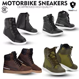 Waterproof Leather Motorbike Boots Motorcycle Sneakers CE Armoured Touring Shoes - Picture 1 of 19