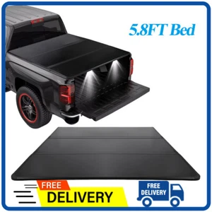 5.8FT Hard Tri-Fold Tonneau Cover For 2019-2025 Chevy Silverado GMC Sierra 1500 - Picture 1 of 9