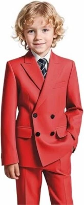 Trajes para niños solapa pico doble pecho calce ajustado formal boda novio dos piezas Foto 1 de 4