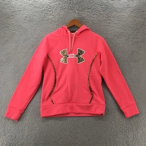 Under Armour Hoodie Jacket Womens Small Semi Fit Pink Fleece Lined Pullover - Picture 1 of 11