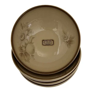 Memories Denby Stoneware Fruit Dessert Bowl 5¾" Lot of 4 Tan Floral England VTG - Picture 1 of 10