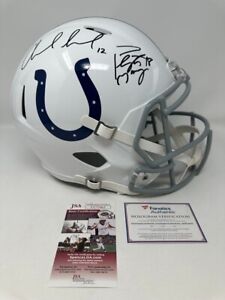 Peyton Manning Andrew Luck DUAL Signed Autographed Full Size Helmet JSA/FANATICS