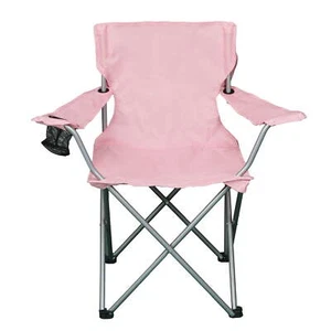 Ozark Trail Basic Quad Folding Camp Chair with Cup Holder, Coral,Collapsible - Picture 1 of 6