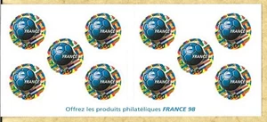 France 98 Football - Carnet commémoratif Postes 10 timbres ronds autocollants - Photo 1/2