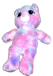 Plush Build A Bear Pink Blue Purple Tie Dye Bear with Hearts Plush 16" 2015 - Picture 1 of 9