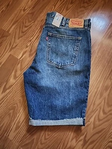 Levi's 511 Shorts Mens 40 Blue Distressed Slim Fit Red Tab Jean Denim NWT - Picture 1 of 8