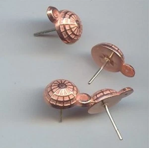 12 VINTAGE COPPER COATED ACRYLIC 12mm. ROUND DECO EARRING STUDS WITH LOOPS 2000 - Picture 1 of 1