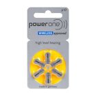 6 x Varta Size 10 Power One Hearing Aid Batteries Yellow - Zinc Air Hg0% PR70