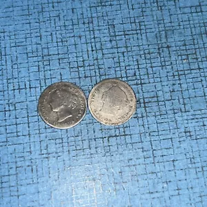 2-Kanada 5 Cent Silber 1885 GROSS 5 KLEIN 5 AUS ALBUM - Bild 1 von 4