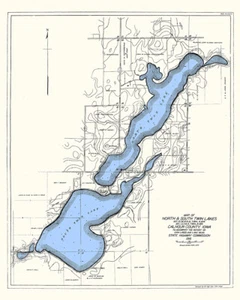 1916 Map of North & South Twin Lakes Calhoun County Iowa - Picture 1 of 4