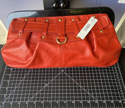 Bolso de Mano DKNY de Cuero Naranja Magnético Borde Negro y  Foto 1 de 4