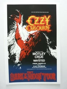 Póster litográfico de la gira Ozzy Osbourne & Motley Crue 17x25 1984 - Imagen 1 de 3