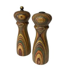 Vintage Mr Dudley Wooden Pepper Mill And Salt Shaker Unique Rainbow Boho Flaw