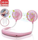 Portable Mini Fan Neckband Lazy Neck Hanging Style Cooler USB Rechargeable PINK