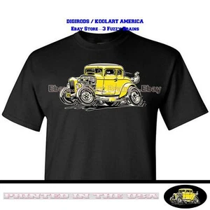 Ford 1932 Vintage Retro Coupe American Graffiti Movie Cartoon Car Black T Shirt  - Picture 1 of 3