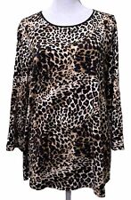 JM Collection Ladies 3/4 Sleeve Animal Print Pullover Top, XL