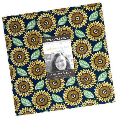Sunflowers In My Heart Moda Layer Cake 42 100% Cotton 10" Precut Quilt Squares - Image 1 of 2