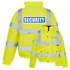 Yellow Reflective Security Hi Vis Bomber Jacket Printed Work Coat High Viz