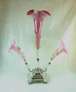 FABULOUS ANTIQUE VICTORIAN RUBY/CRANBERRY OPALESCENT EPERGNE ST # 16930 - Picture 1 of 12