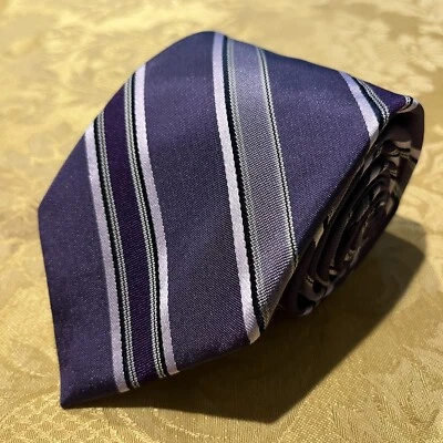 "Corbata de seda a rayas moradas Calvin Klein 3,25"" x 60""" Foto 1 de 4