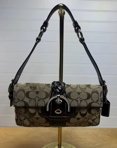 COACH Y2k Vintage Brown Jacquard Soho Braided Shoulder Small Handbag 6280 - Picture 1 of 20