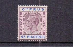 CYPRUS 1924 45pi PURPLE & BLUE SG116 MH CAT £70 - Imagen 1 de 2