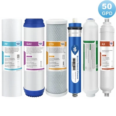 6 Stage Alkaline Reverse Osmosis System Drinking Water Filter Replacement 50 GPD - Image 1 of 4