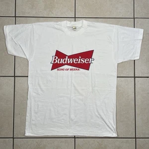 Vintage Budweiser Beer Graphic Tee Shirt Size XL Wht King Of Beers Screen Stars - Picture 1 of 8