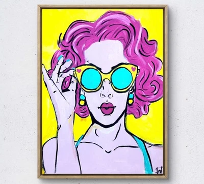 Pintura Pop Art Original 14X11 Lienzo Acrílico Expresionismo Abstracto Arte Hogar Foto 1 de 4