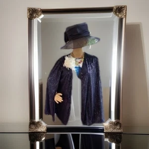 Sheinsky Size 2XL(fits Sz 18/20) Never Worn Very Smart Sequin Navy Cloak Jacket - Picture 1 of 22