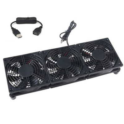 3x 120mm 5V USB Powered Three Fans High Airflow Cooling Fan for Router Modem - Image 1 of 4