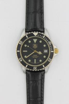 Tag Heuer 980.020 Mens 1000 Series Professional Watch Black Leather Gold Quartz - Image 1 of 4