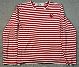 Camisa Comme des Garcons PLAY Para Hombre Pequeña Rayas Rojas Corazón Manga Larga Waldo - Imagen 1 de 9