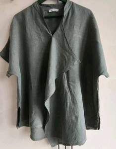 Flaschengrüne Vintage Leinenbluse von Stella Milani  - Bild 1 von 6