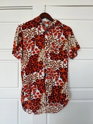 Her Pony Men’s M Fantasia Print Shirt Multicolor Red Orange Short Sleeve - Image 1 of 4