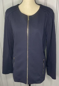 Giacca The Limited Collection taglia XL blu navy ponte maglia zip tasche anteriori - Foto 1 di 12