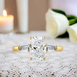 Lab Grown 2.40 Ct Cushion Cut Diamond Engagement Ring 18k Yellow Gold IGI - Picture 1 of 11