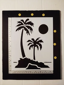 Palm Trees Tree Beach Sun Moon 8.5" x 11" Stencil FAST FREE SHIPPING - Picture 1 of 2