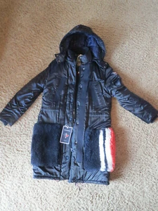 New $900 Rossignol Women’s W Shearling Parka Navy Jacket Wool decoration size 40 - Foto 1 di 11
