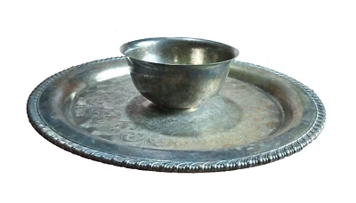 Vintage Oneida OL Conjunto de Prato de Prata Chip & Dip Tigela Anexada Park Lane 12,25" EUA - Imagem 1 de 4