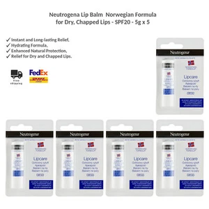 Neutrogena Lip Balm Norwegian Formula for Dry, Chapped Lips SPF20 5g x 5 - Picture 1 of 4