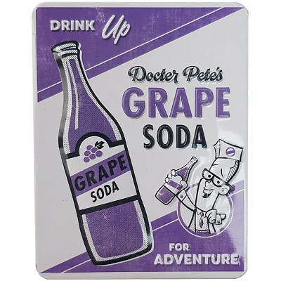 Walt Disney World Up Docter Petes Grape Soda Tin Magnet Pixar Store Land Parks - Image 1 of 4