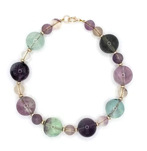 Neu 8" echtes natürliches Florit Armband mit 14KYG Unterlegscheiben & Federringverschluss - Bild 1 von 5