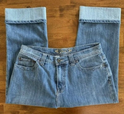 Pantalones de mezclilla para mujer talla 6 Zena recortados capri desgastados elásticos entrepierna lavada ligera 20" Foto 1 de 3