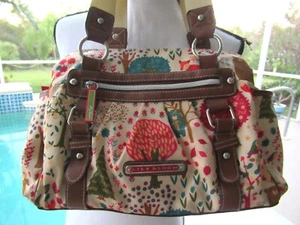 Lily Bloom Animals Trees & Birds Multicolor Shoulder Bag Zip Top-3 compartments - Picture 1 of 10